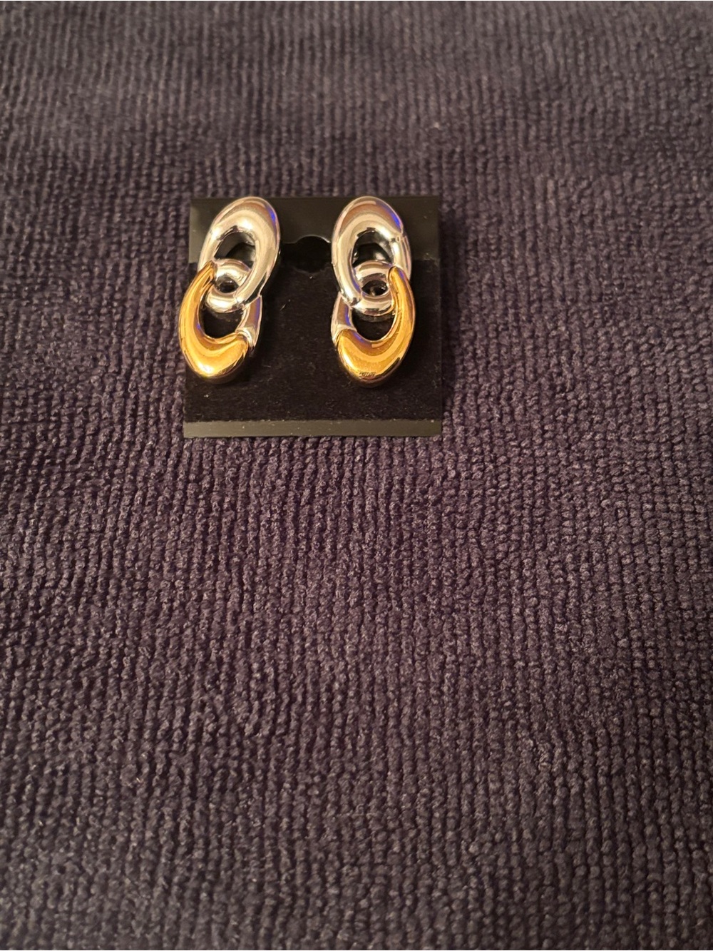 Vintage Monet Two-Tone Gold and Silver Link Clip on Earrings - Women's Jewelry